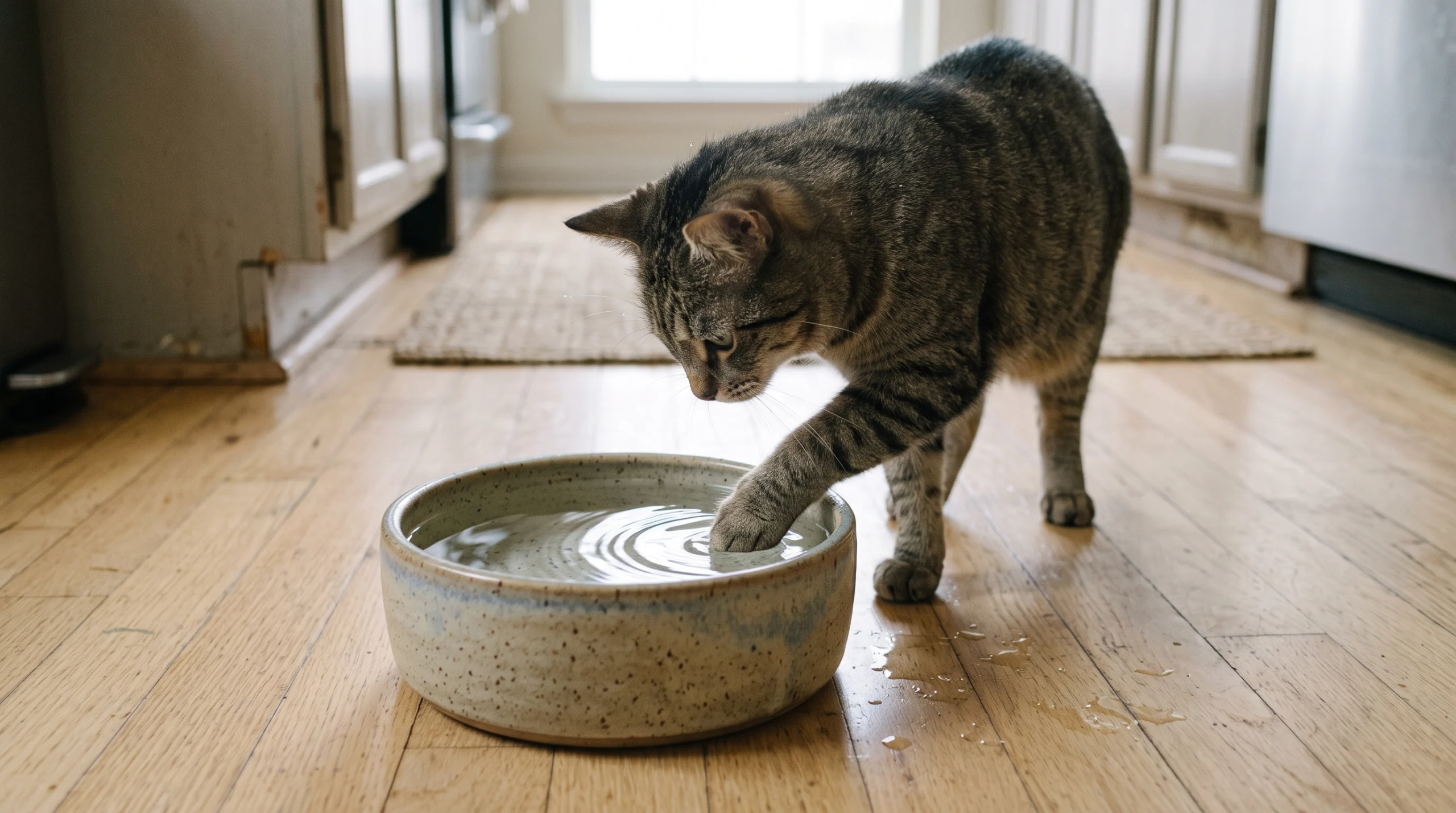 Cat_dipping_paw_in_water